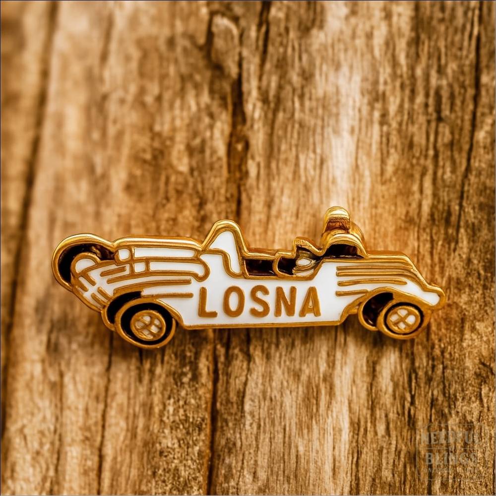 Vintage LOSNA Automobile Enamel Pin Gold-Tone Car Lapel Badge